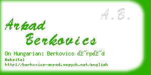 arpad berkovics business card